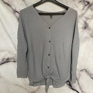 Waffle Knit V Neck